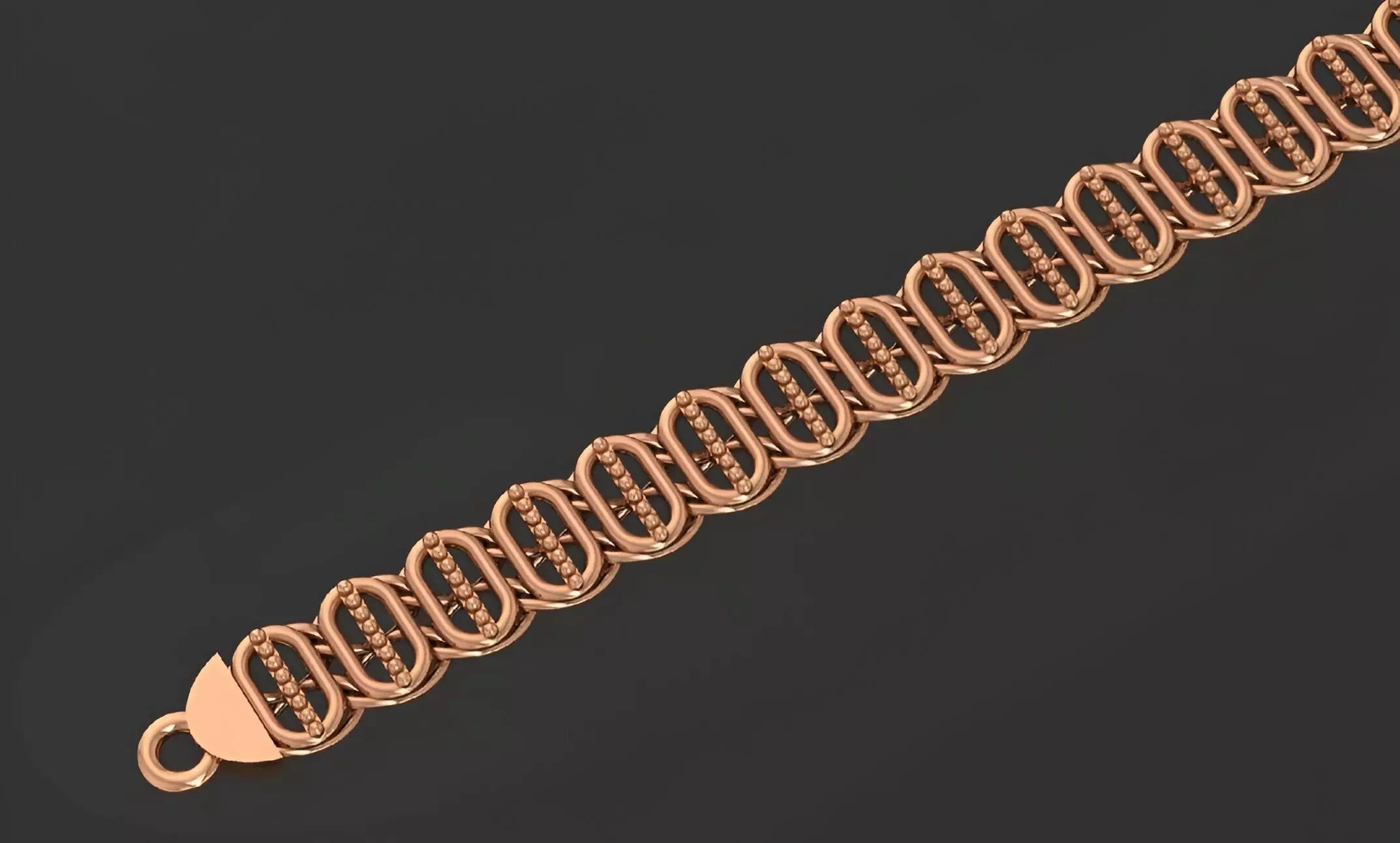Gold Chain Bracelet 3D print model_0