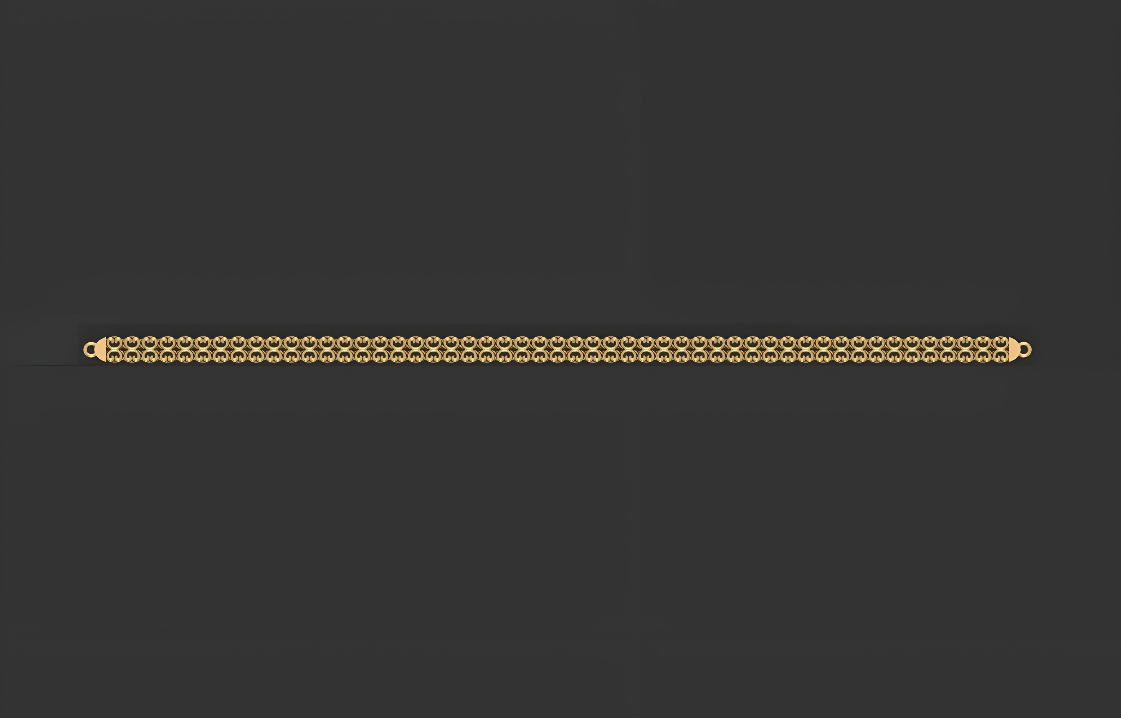 Gold Chain Bracelet 3D print model_3