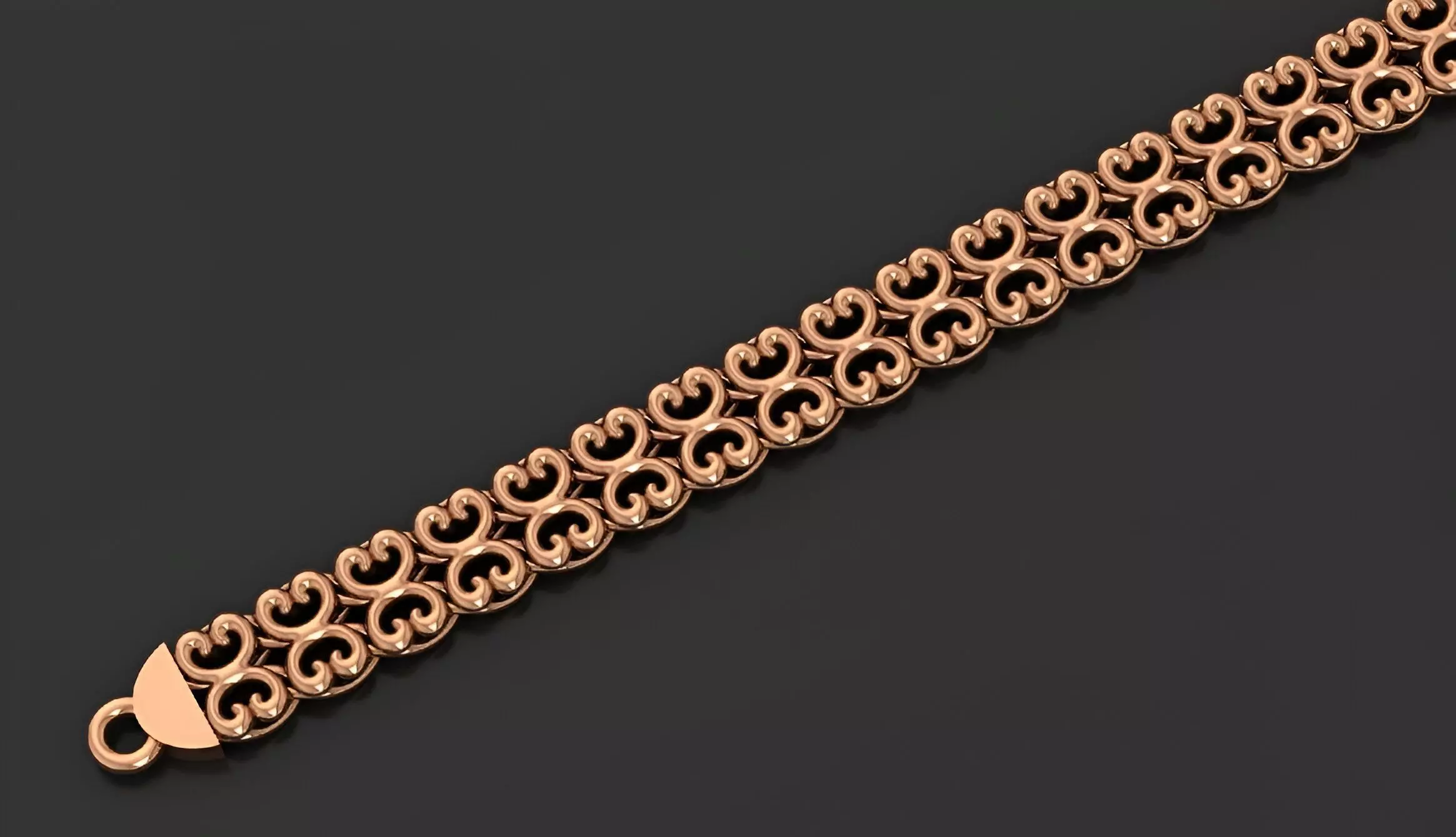 Gold Chain Bracelet 3D print model_0