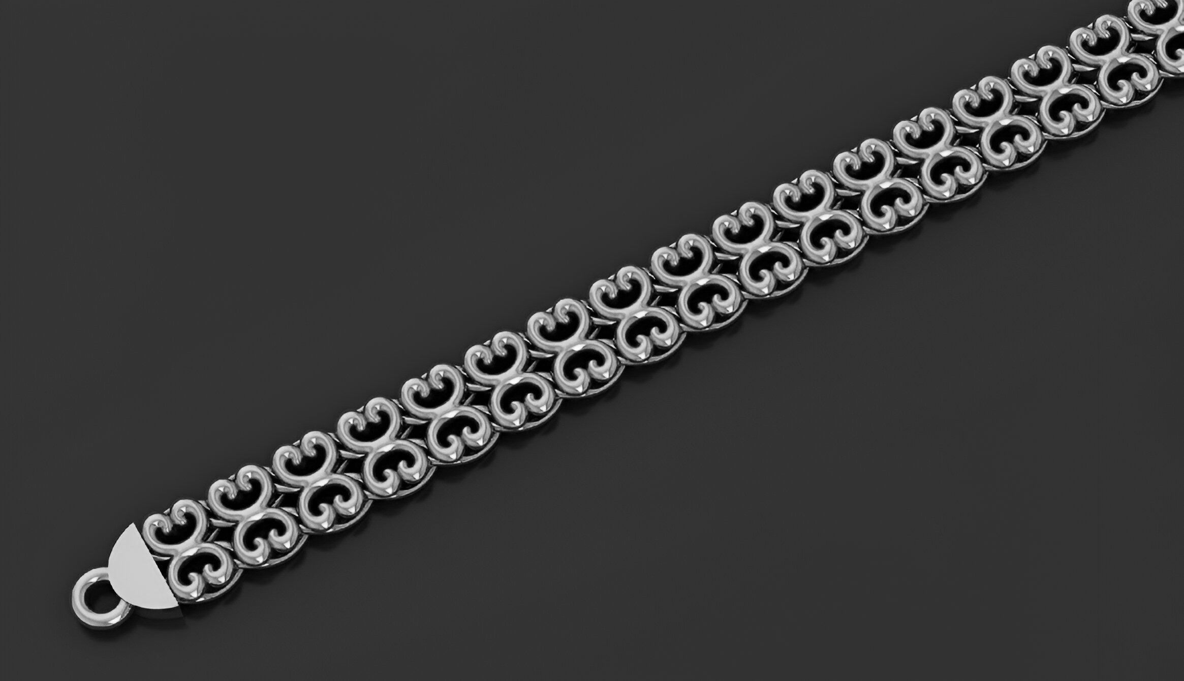 Gold Chain Bracelet 3D print model_2