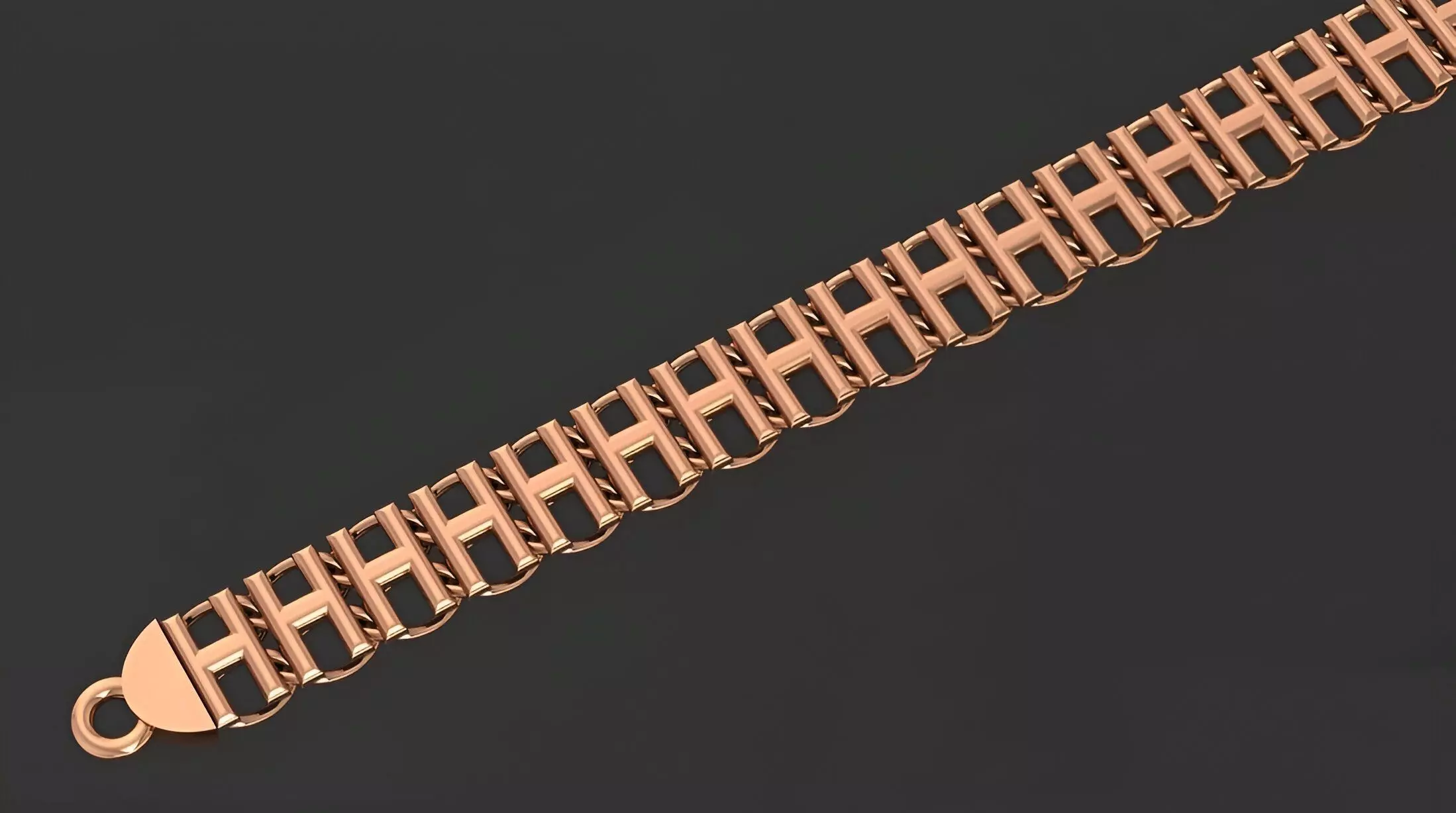 Gold Chain Bracelet 3D print model_0