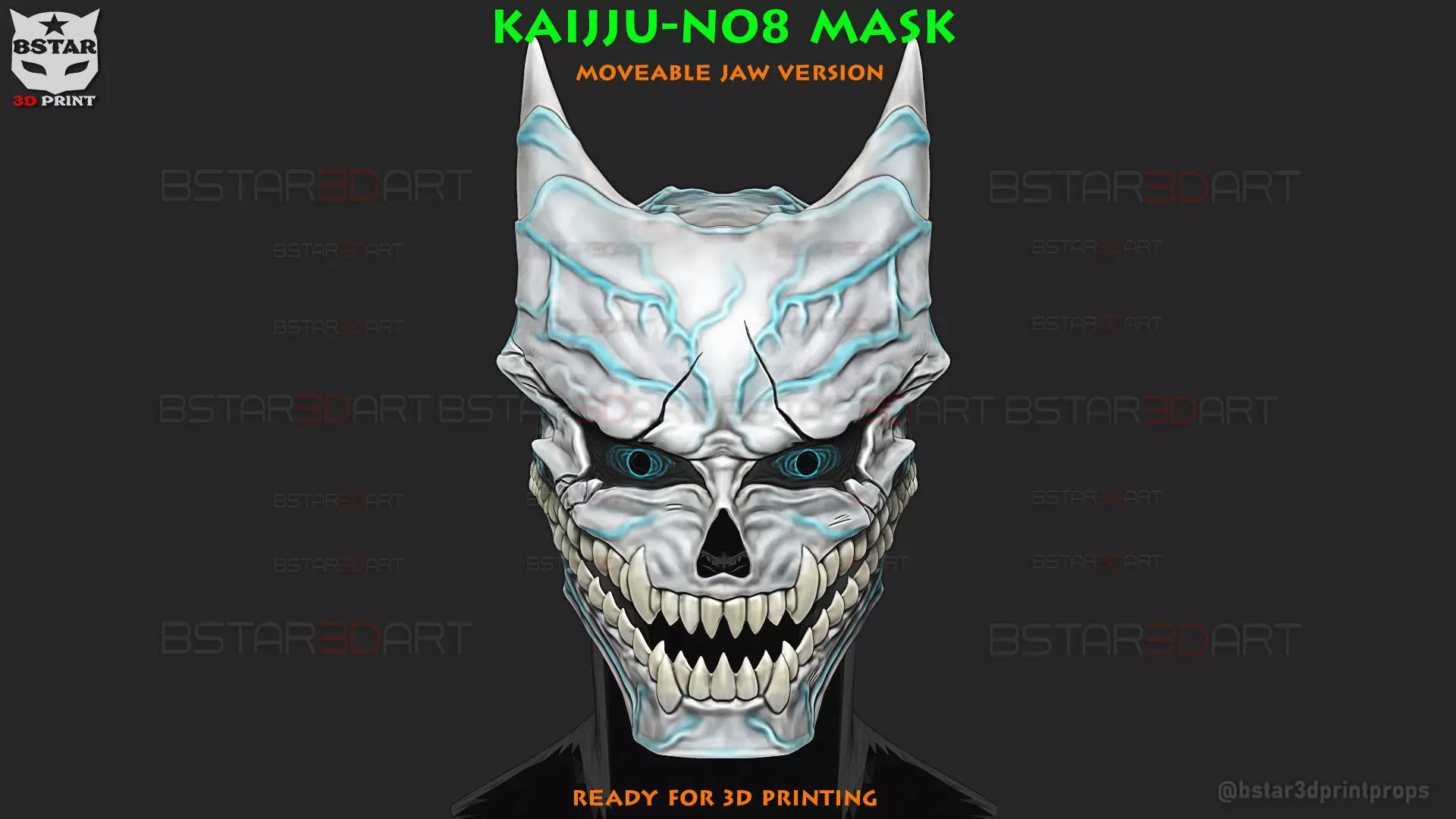 Kaiju No 8 Mask - Moveable Jaw Version - Kafka Hibino Cosplay 3D print model