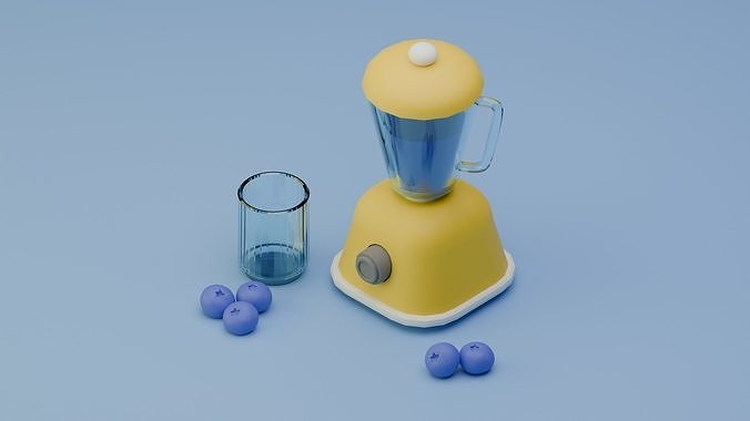 Cartoon Blender with Blueberries Low-poly 3D model