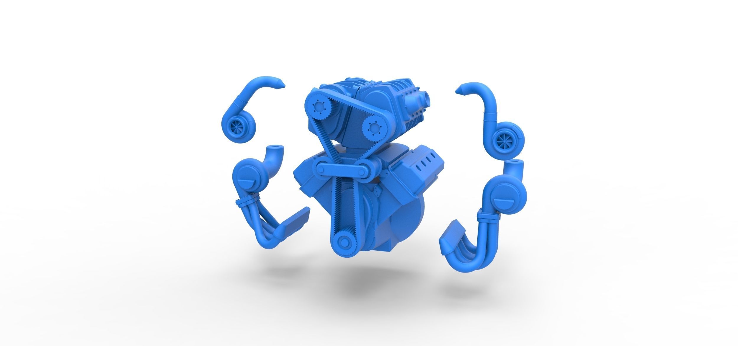 Twin turbo supercharged V8 Engine Version 7 Scale 1 to 25 3D print model_15