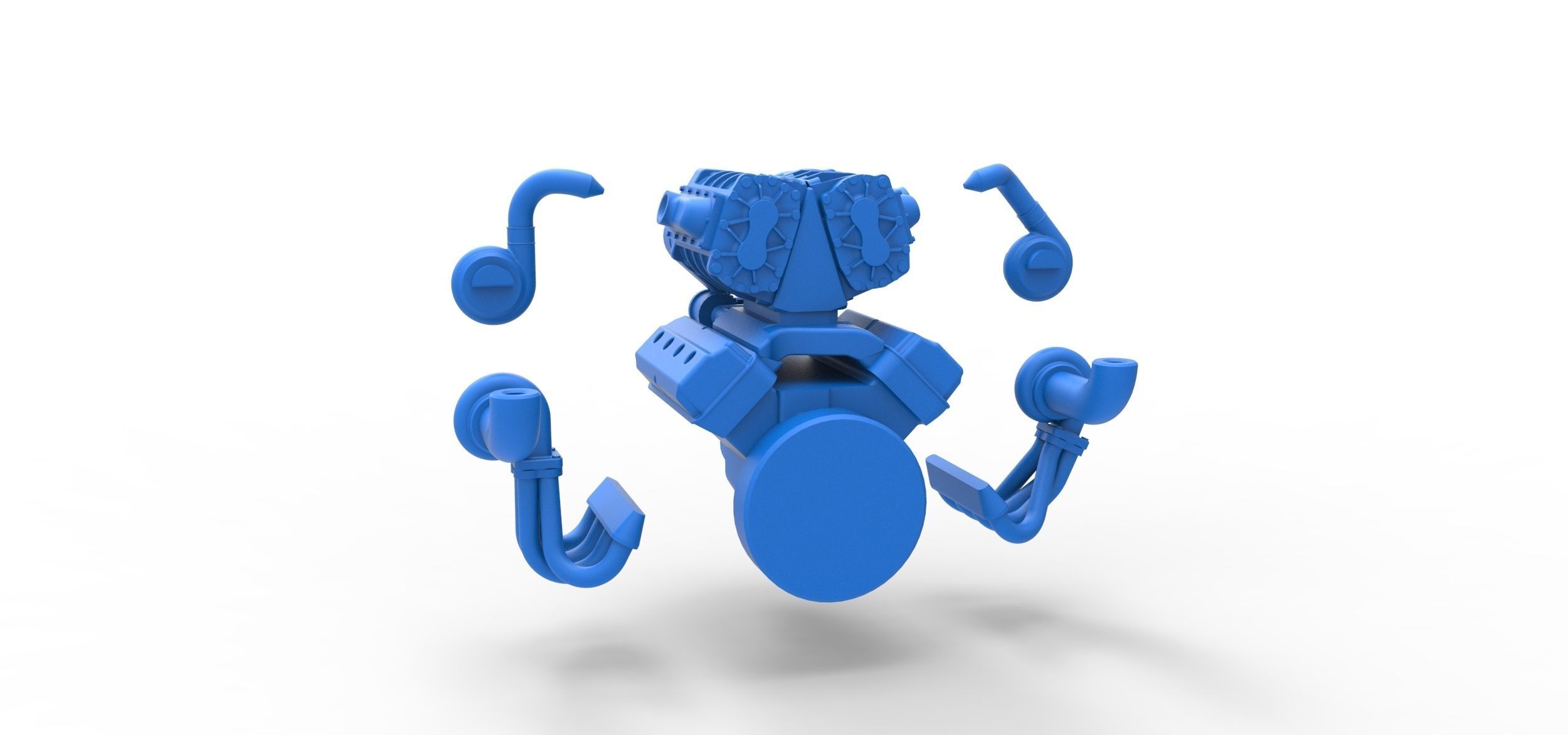 Twin turbo supercharged V8 Engine Version 7 Scale 1 to 25 3D print model_17