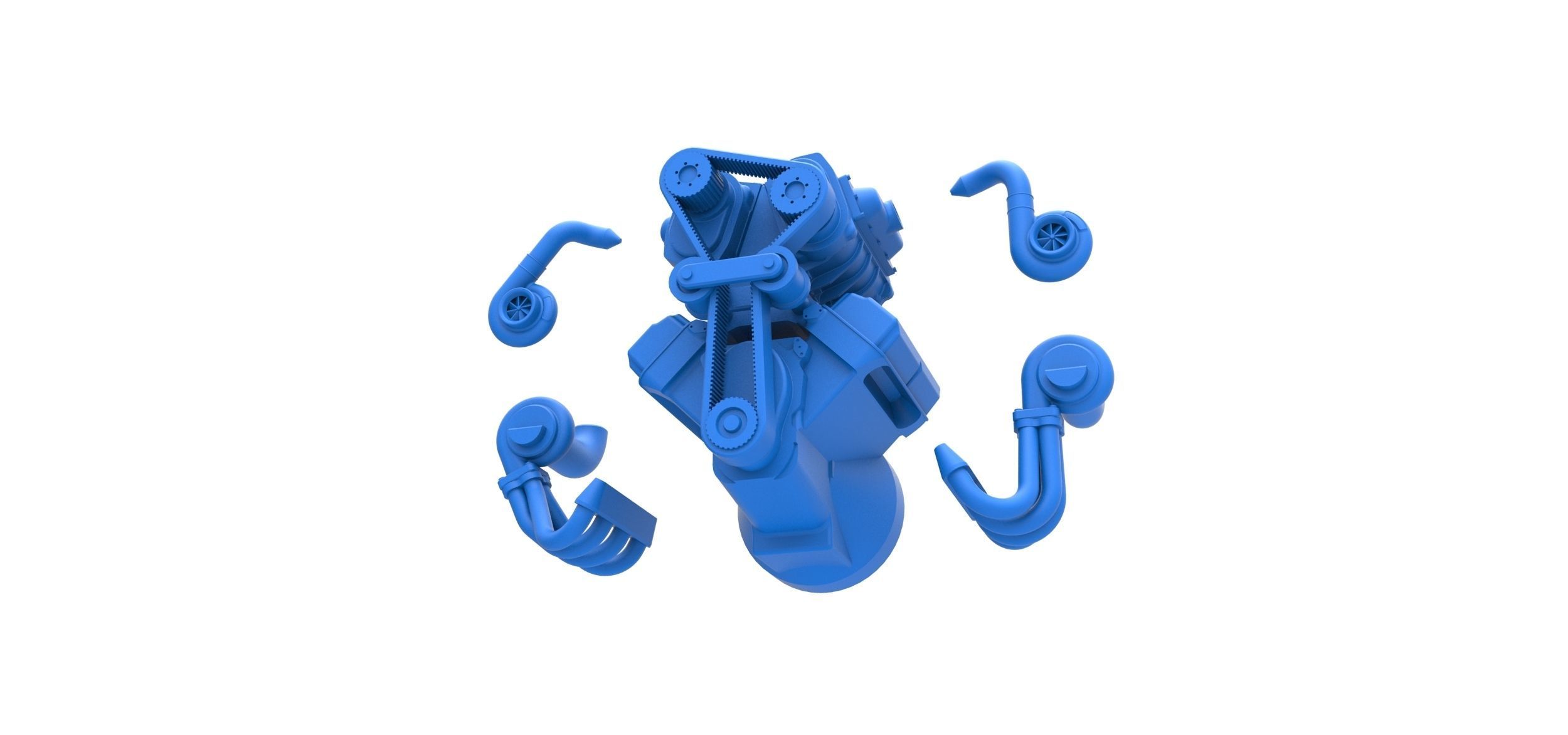 Twin turbo supercharged V8 Engine Version 7 Scale 1 to 25 3D print model_16