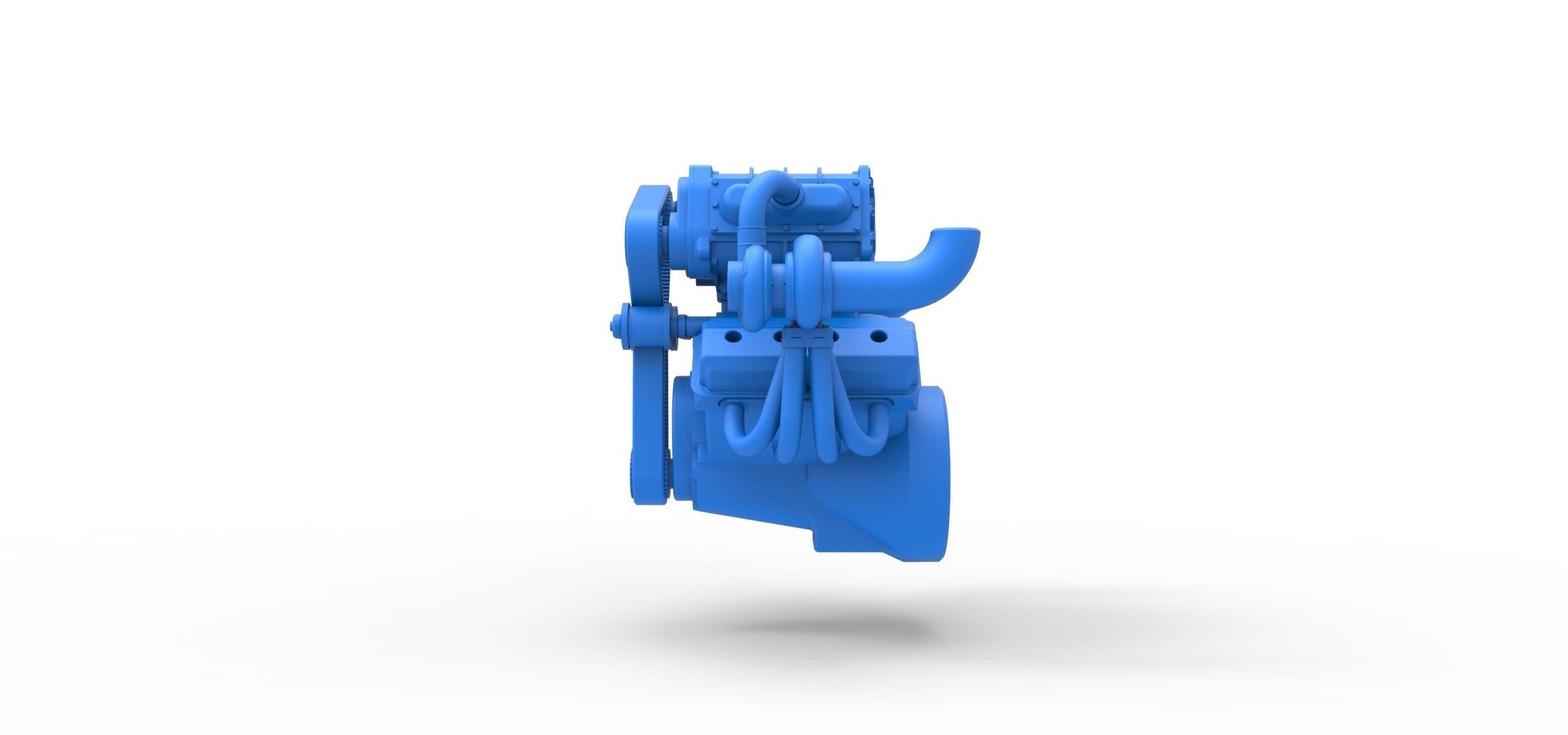 Twin turbo supercharged V8 Engine Version 7 Scale 1 to 25 3D print model_6