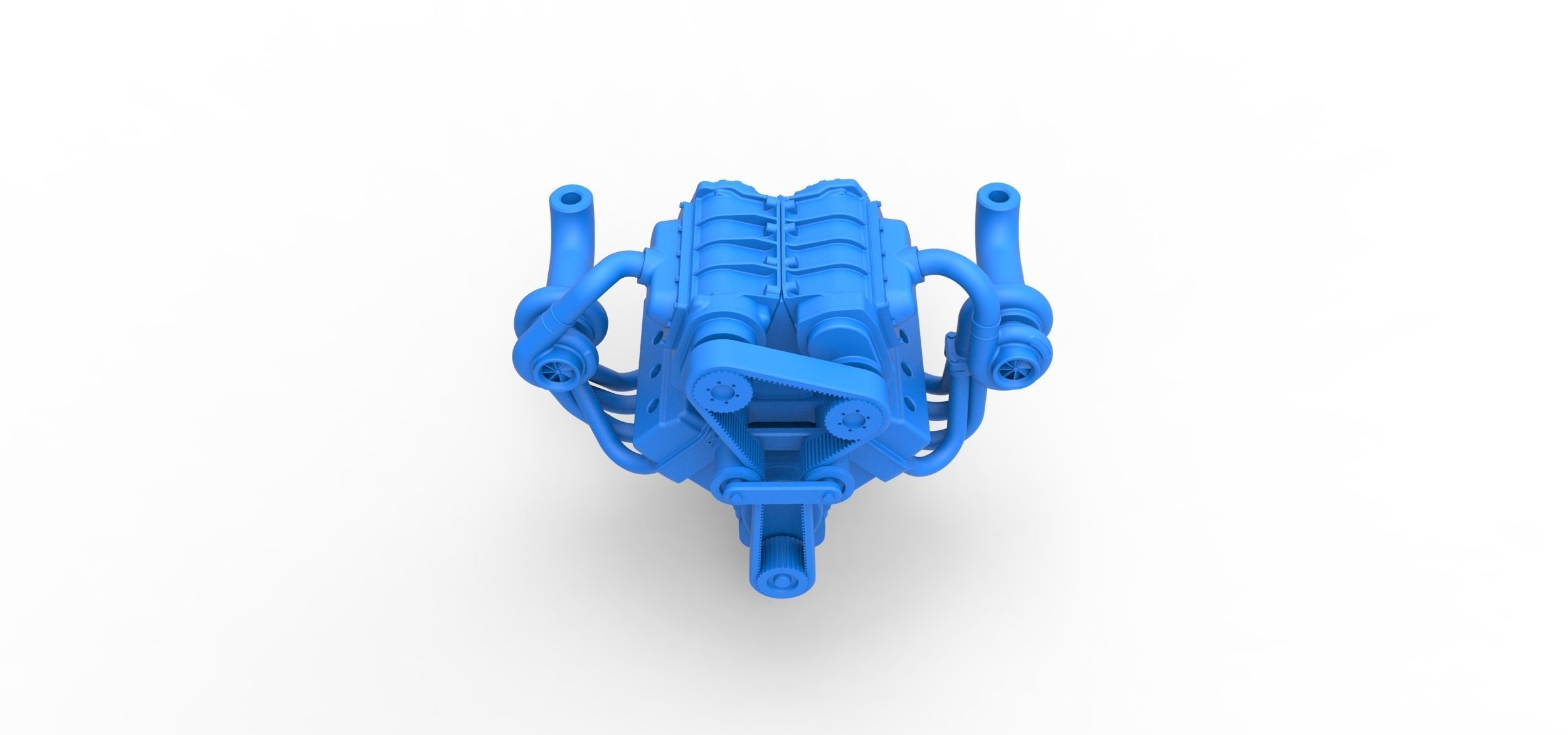 Twin turbo supercharged V8 Engine Version 7 Scale 1 to 25 3D print model_4