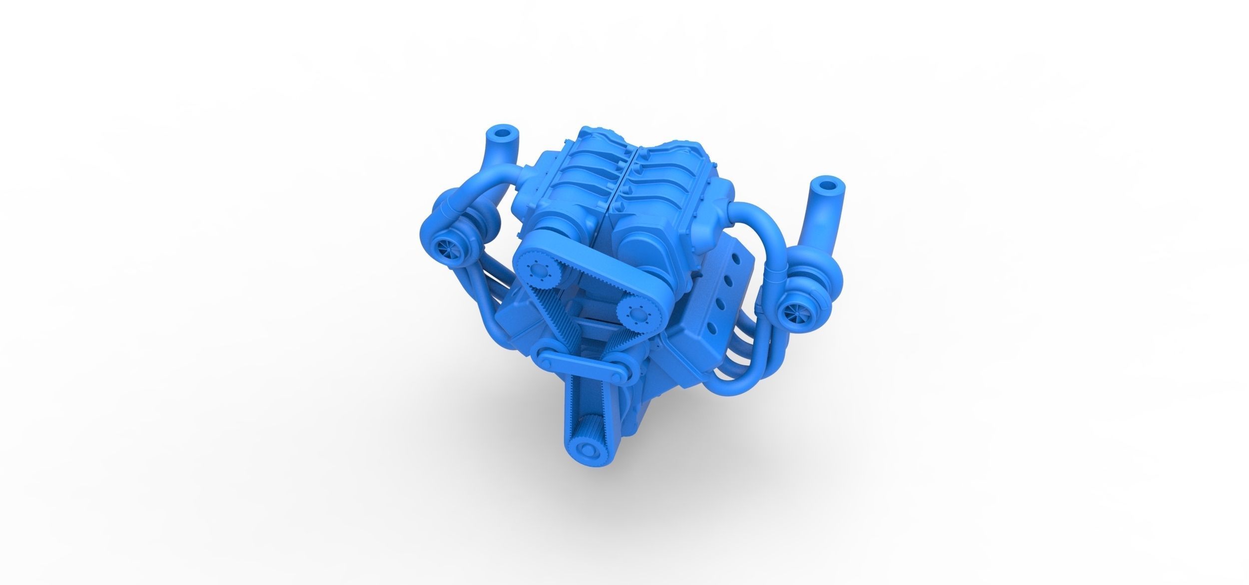 Twin turbo supercharged V8 Engine Version 7 Scale 1 to 25 3D print model_2