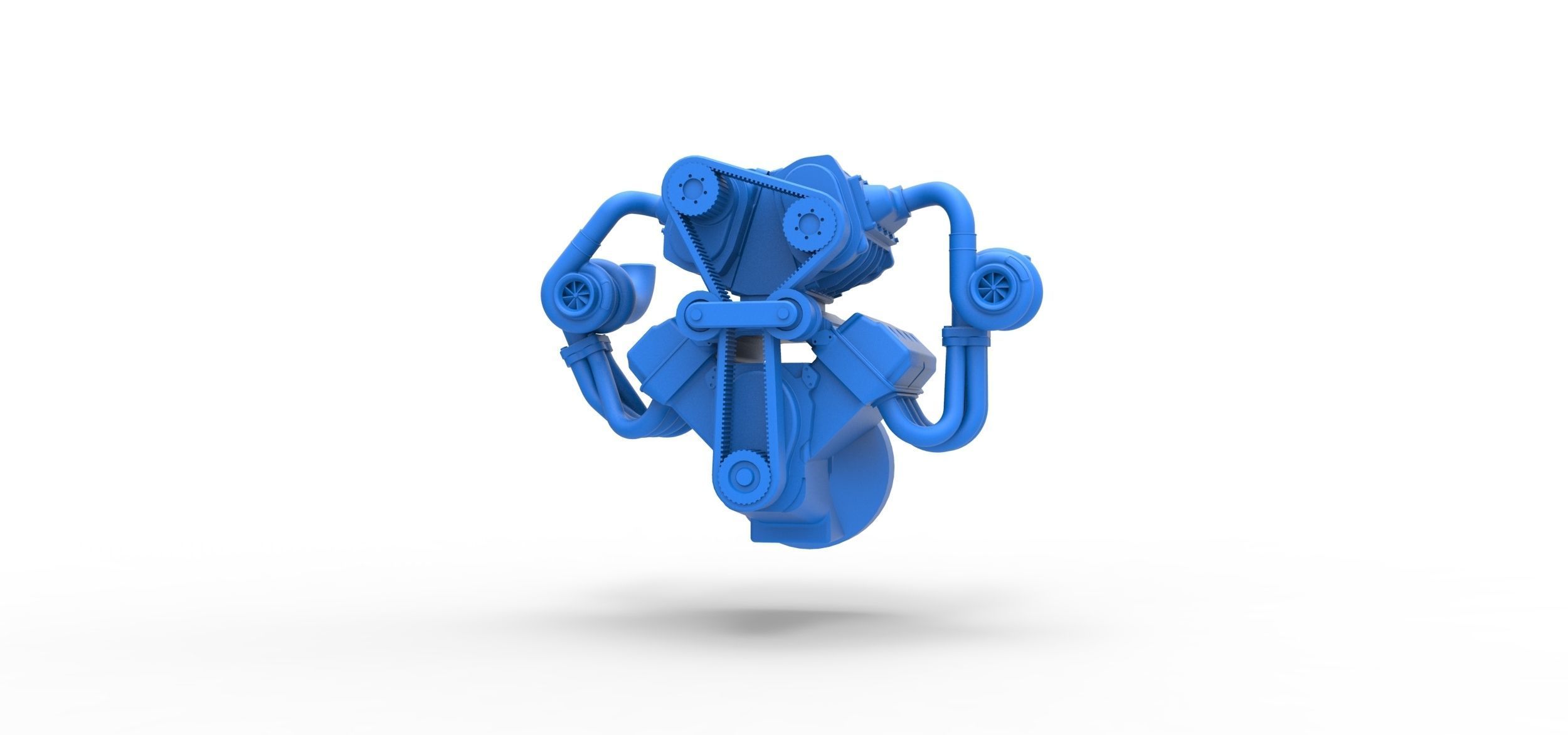 Twin turbo supercharged V8 Engine Version 7 Scale 1 to 25 3D print model_1