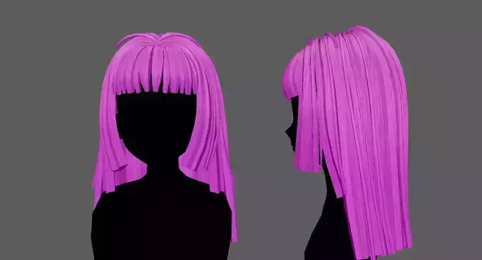 Anime hair style 21 low poly for woman and girl 
