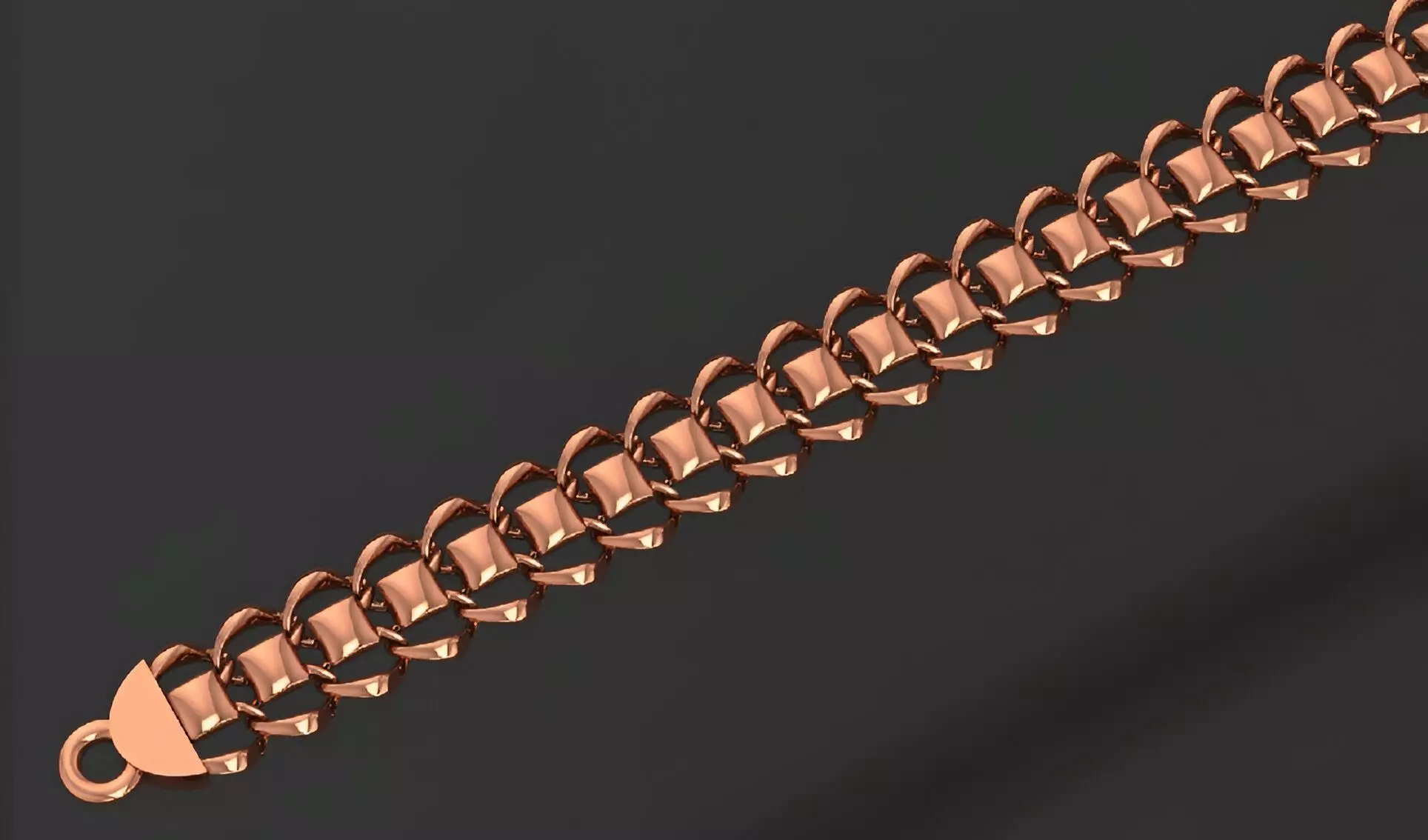 Gold Chain Bracelet 3D print model_0