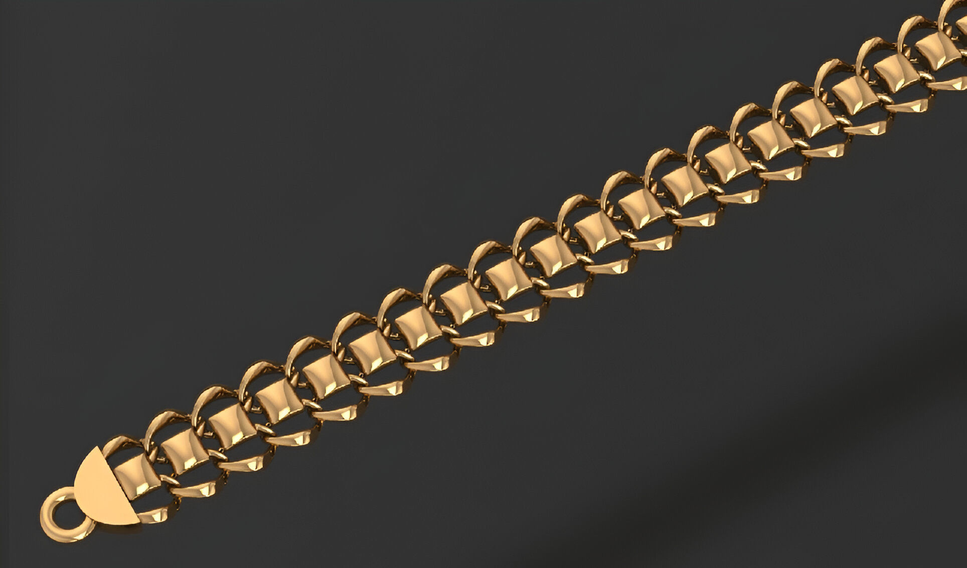 Gold Chain Bracelet 3D print model_2