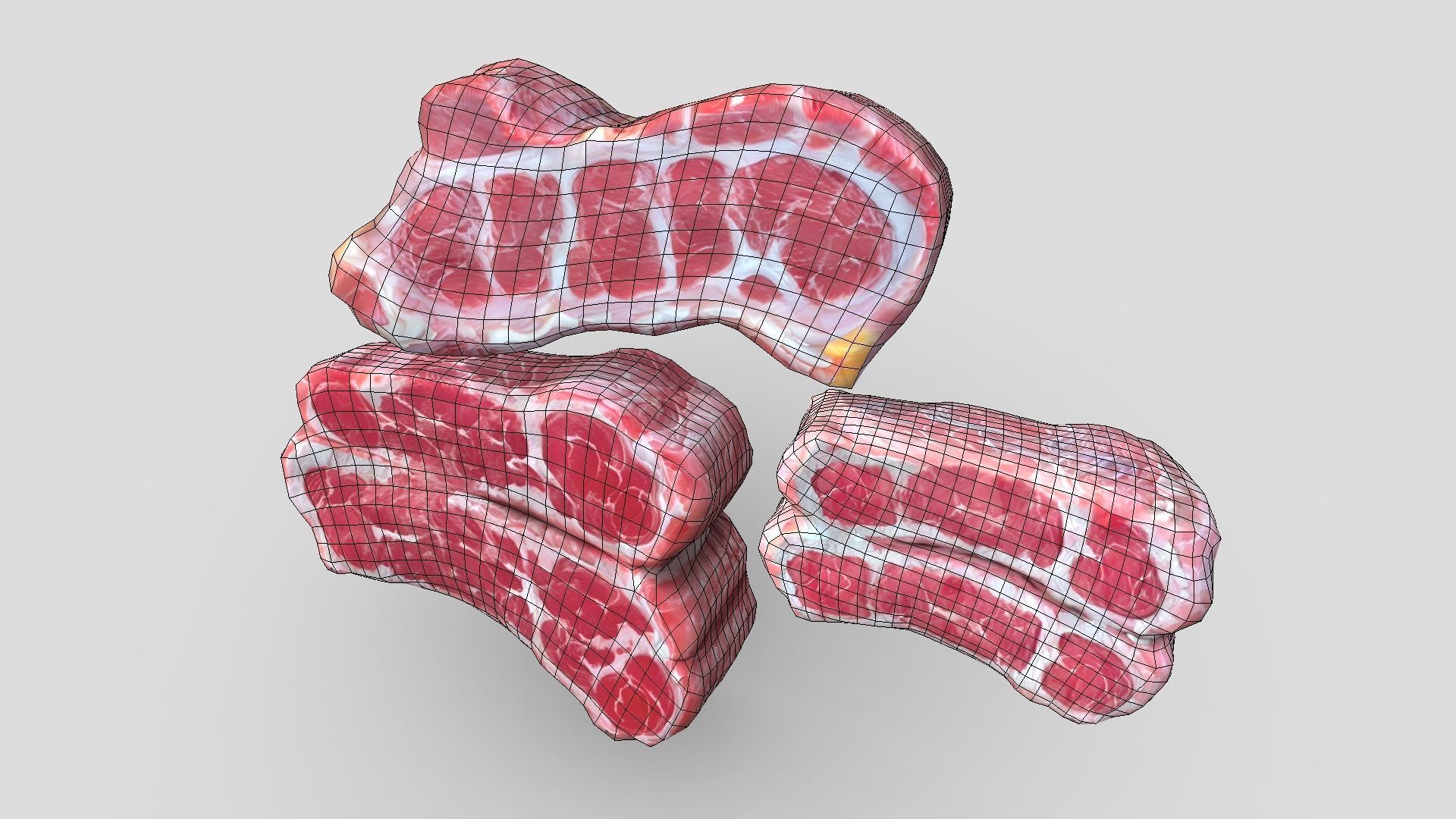 Raw Meat Pack Low-poly 3D model_4