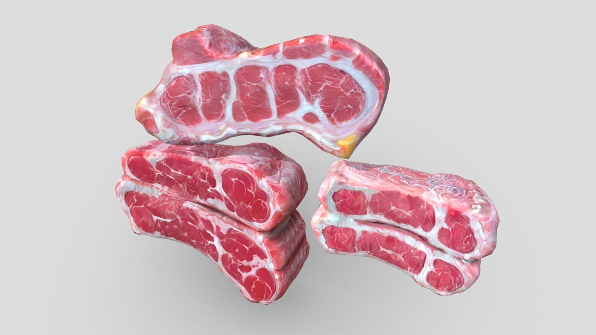 Raw Meat Pack Low-poly 3D model_3