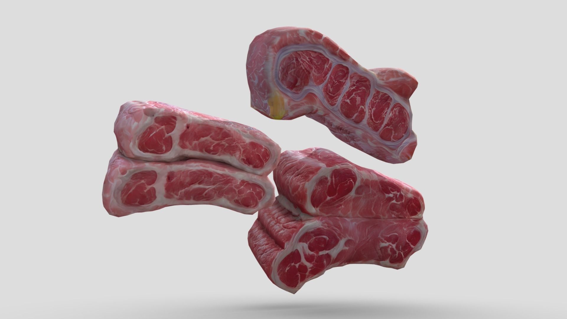 Raw Meat Pack Low-poly 3D model_7