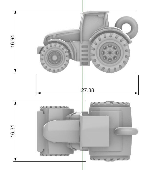 Keychain Tractor 3D print model_5