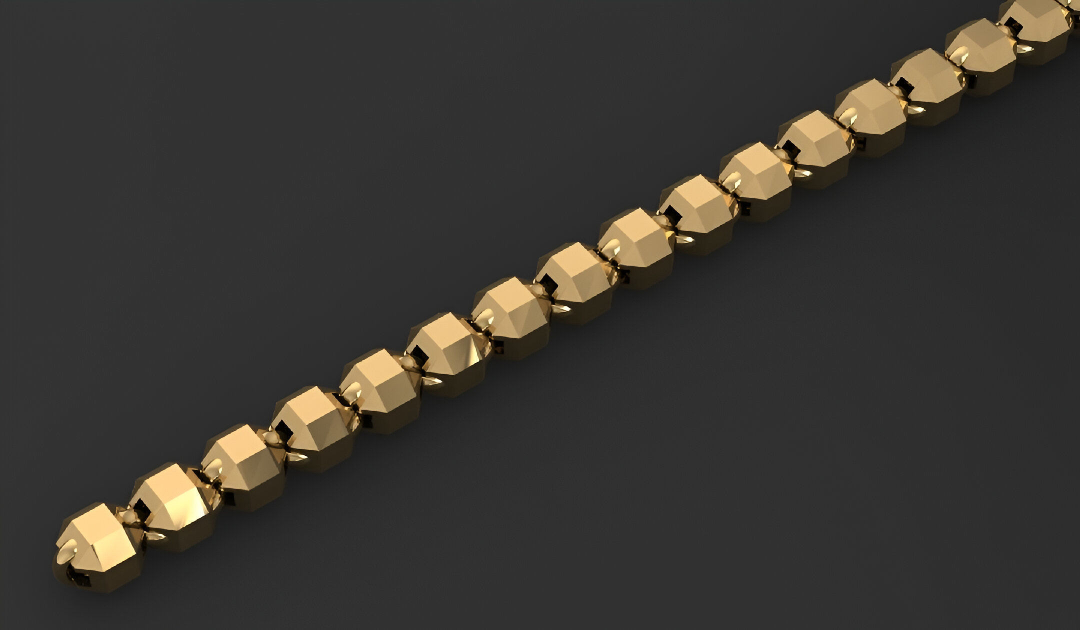 Gold Chain Bracelet 3D print model_2