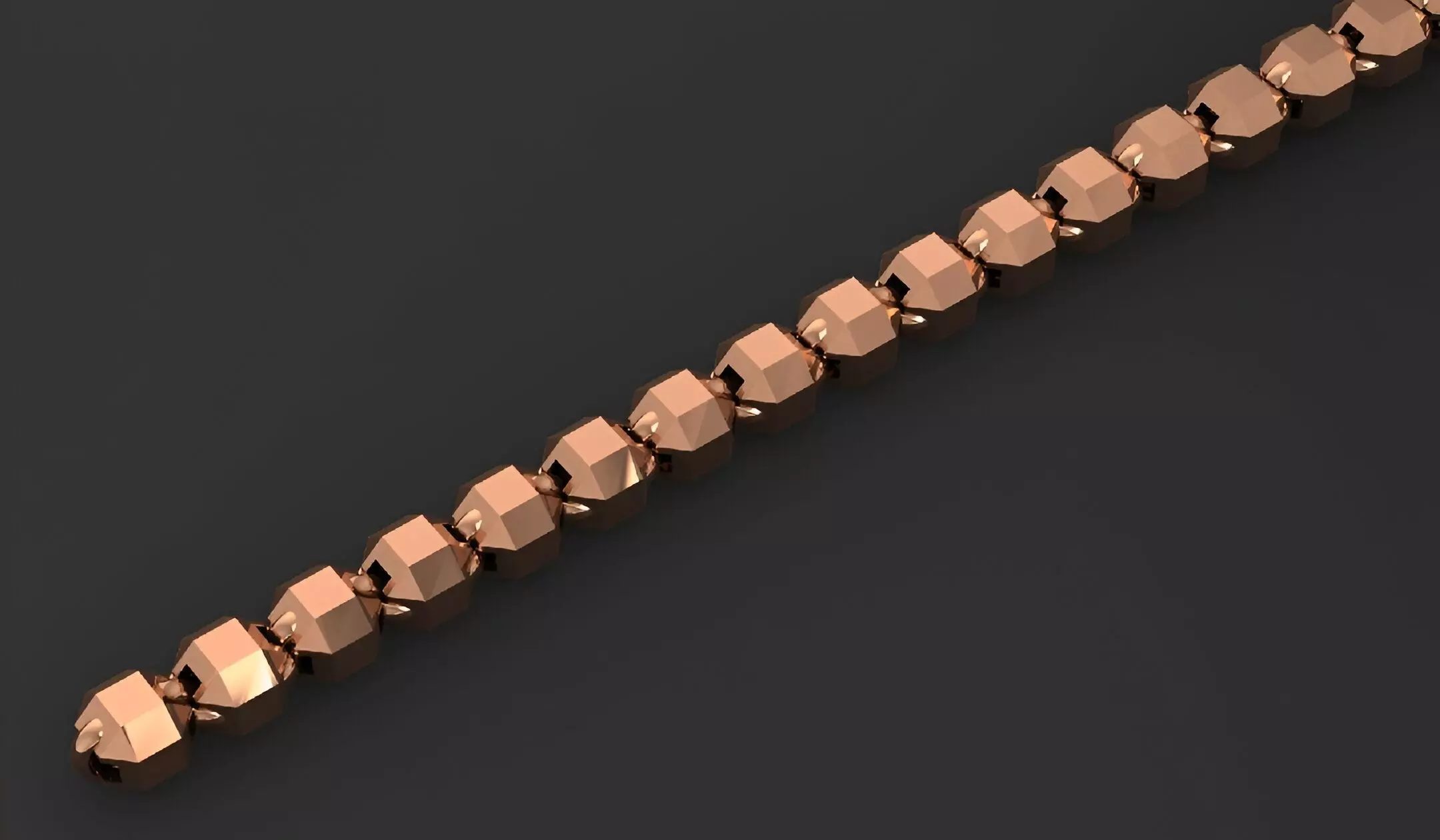 Gold Chain Bracelet 3D print model_0
