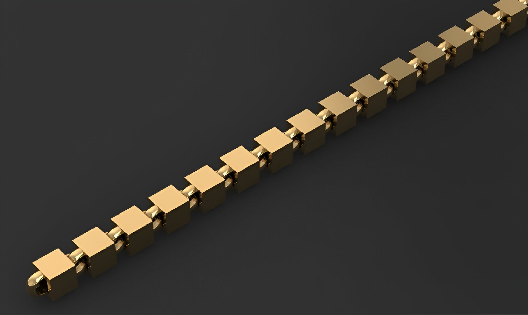 Gold Chain Bracelet 3D print model_1