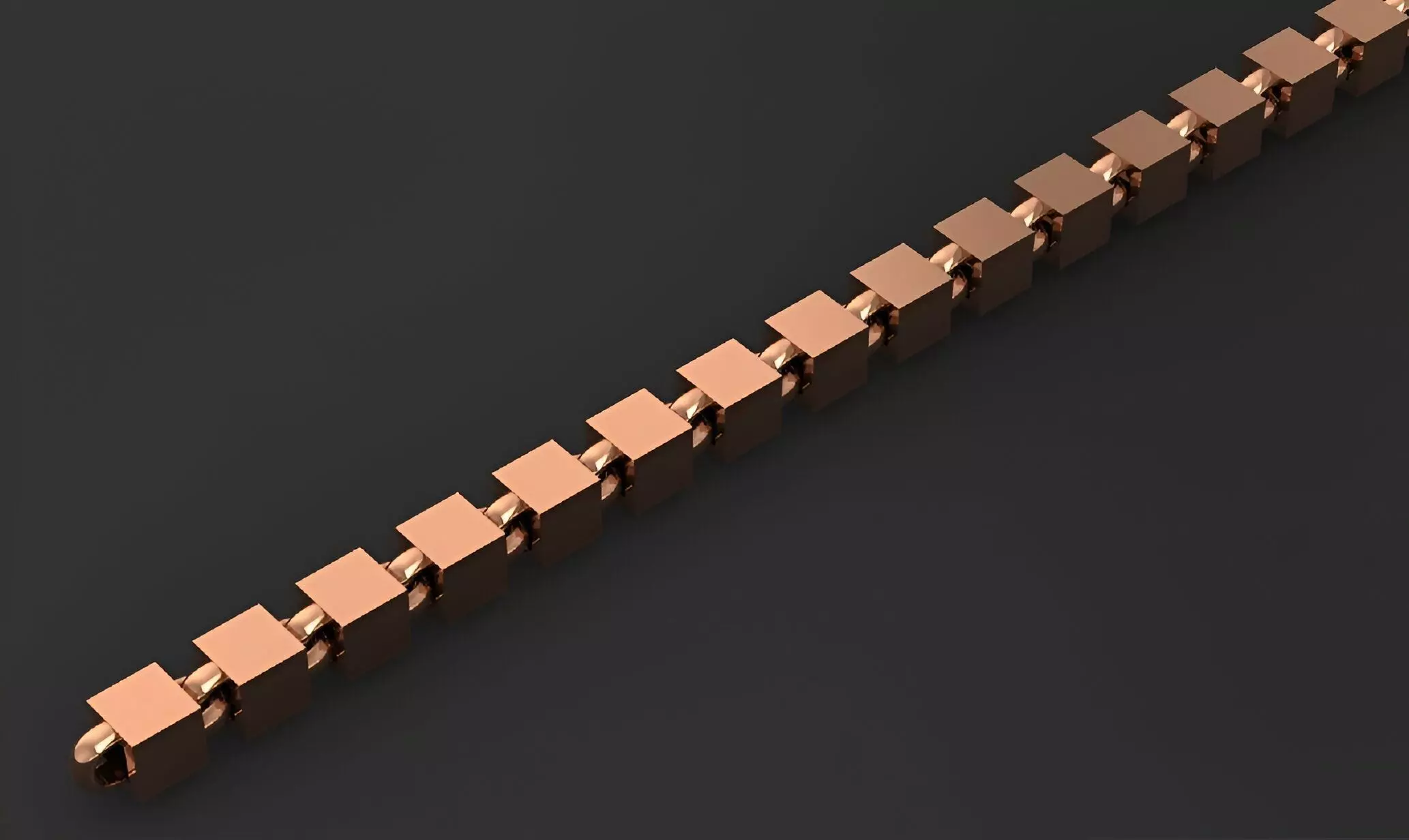 Gold Chain Bracelet 3D print model_0