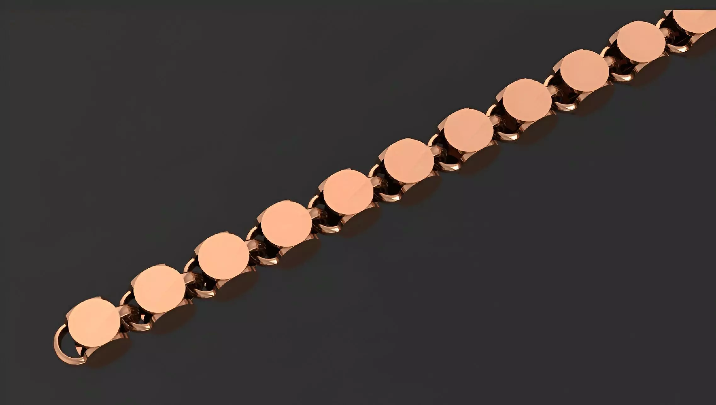 Gold Chain Bracelet 3D print model_0