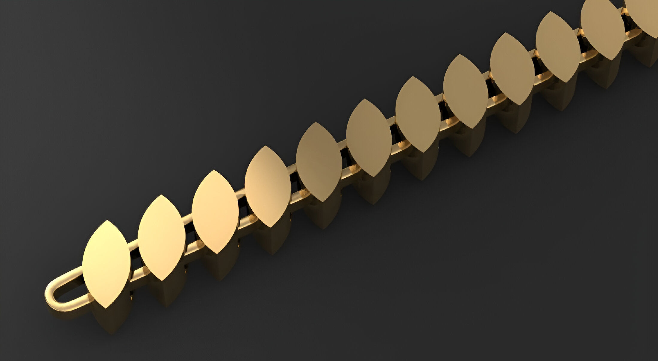 Gold Chain Bracelet 3D print model_1