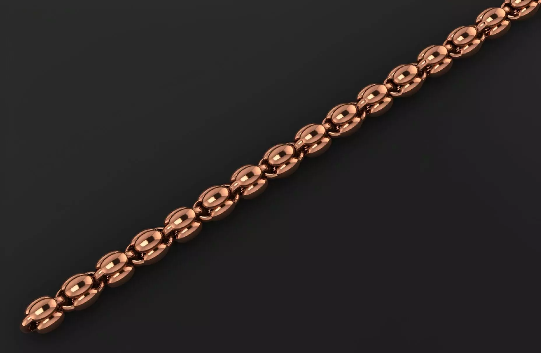 Gold Chain Bracelet 3D print model_0