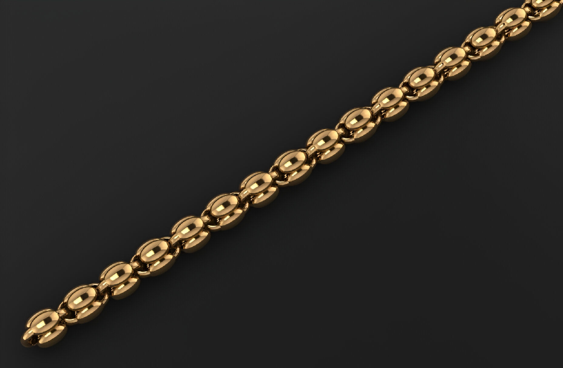 Gold Chain Bracelet 3D print model_3