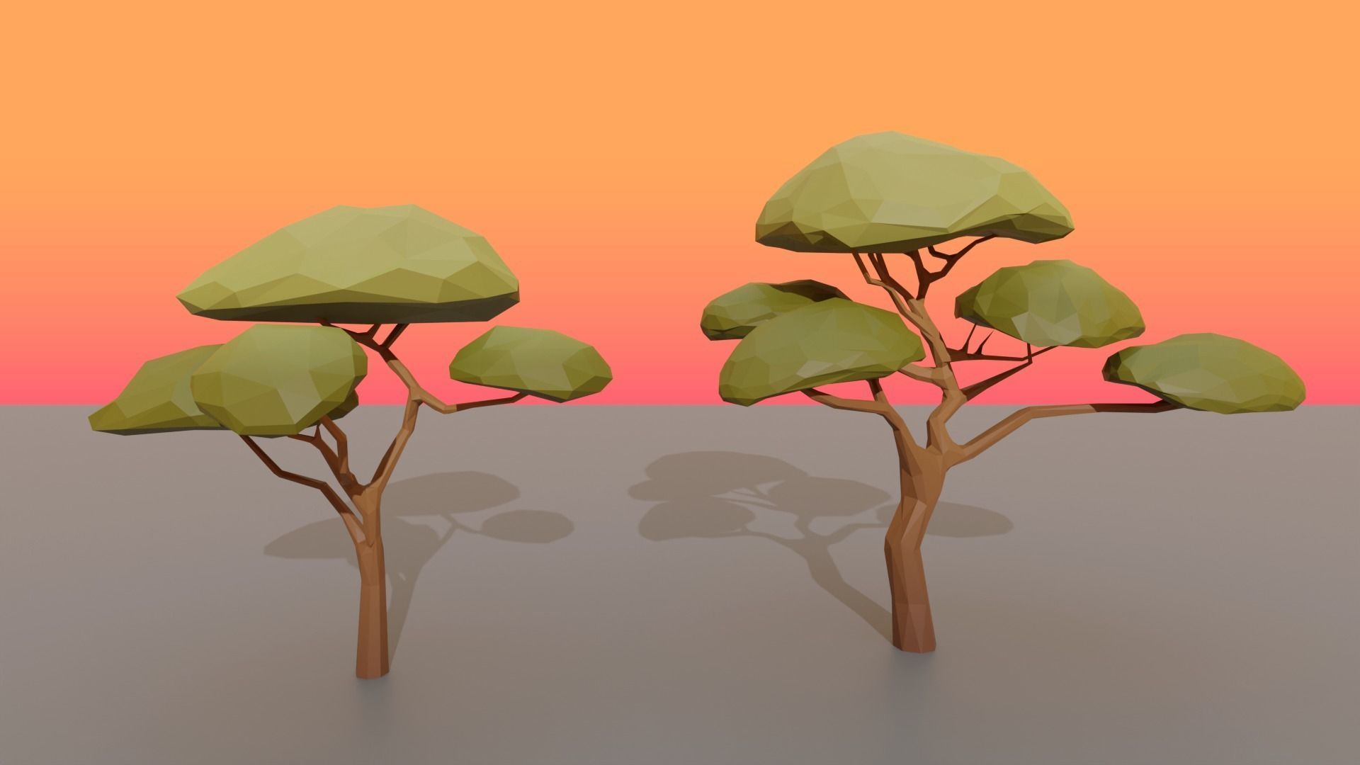 Collection Trees Savannah Biome Low Poly Low-poly 3D model_5