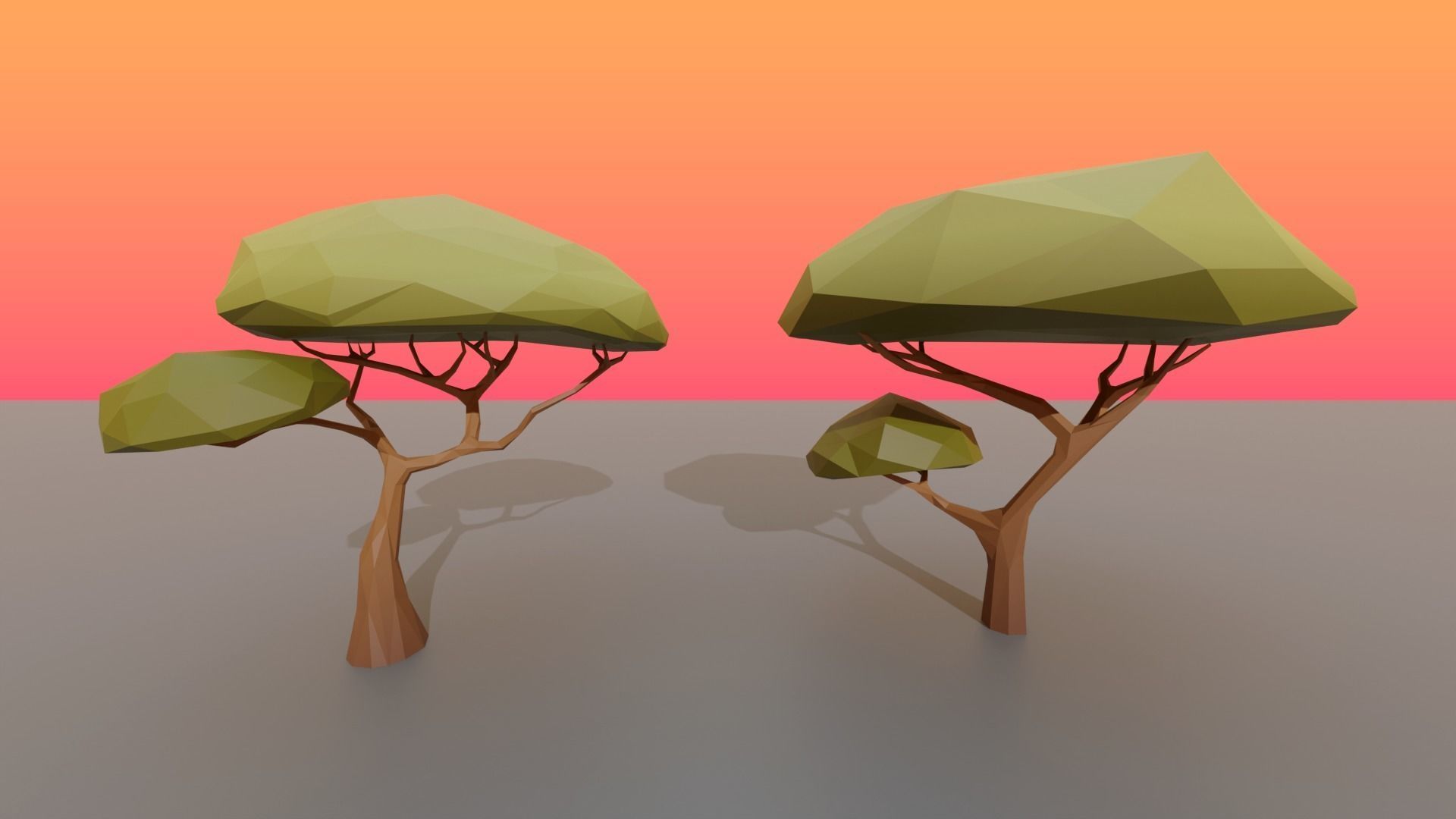 Collection Trees Savannah Biome Low Poly Low-poly 3D model_4