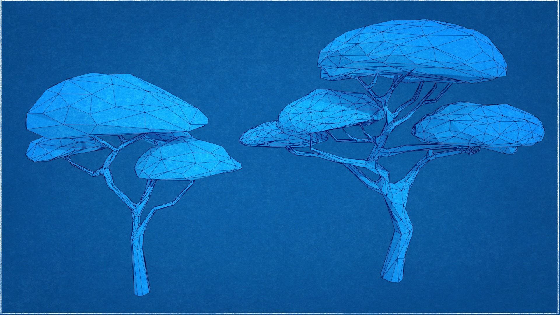 Collection Trees Savannah Biome Low Poly Low-poly 3D model_12