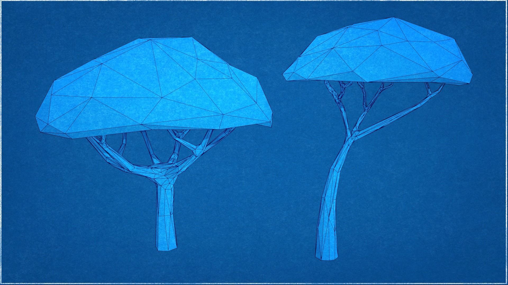 Collection Trees Savannah Biome Low Poly Low-poly 3D model_10