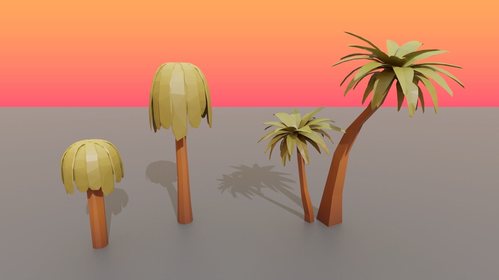 Collection Trees Savannah Biome Low Poly Low-poly 3D model_2