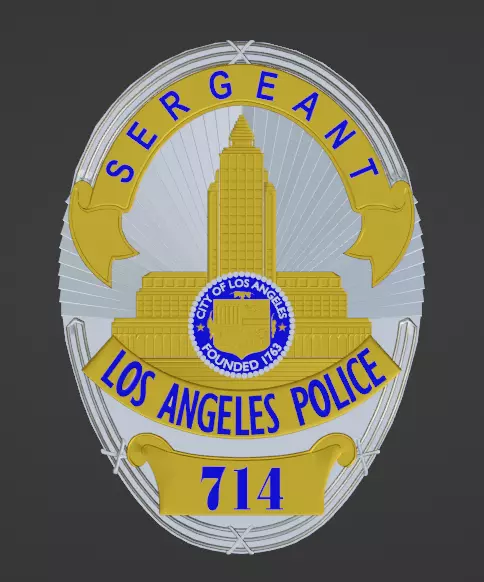 High-Detail LAPD Sergeant Badge 3D Model Printable 3D print model_0