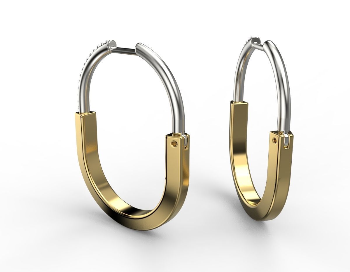 Tiffany lock earrings 02 3D print model_5