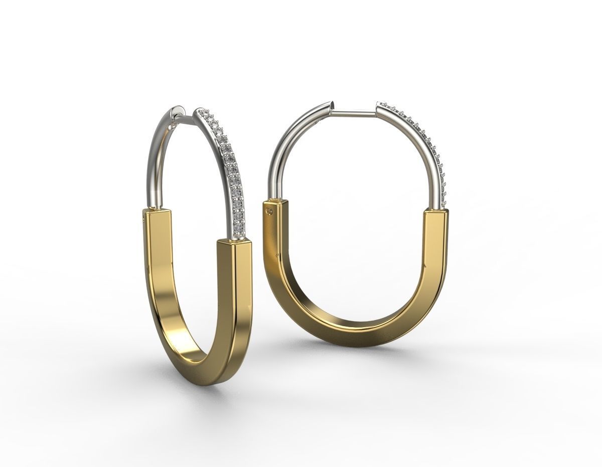 Tiffany lock earrings 02 3D print model_3