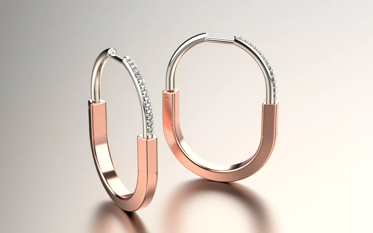 Tiffany lock earrings 02 3D print model_0