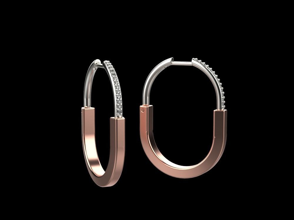 Tiffany lock earrings 02 3D print model_2