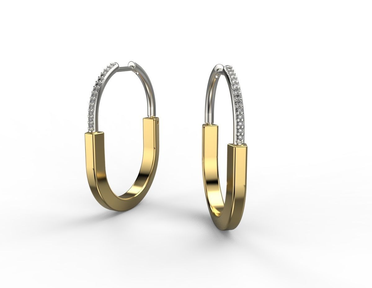 Tiffany lock earrings 02 3D print model_4