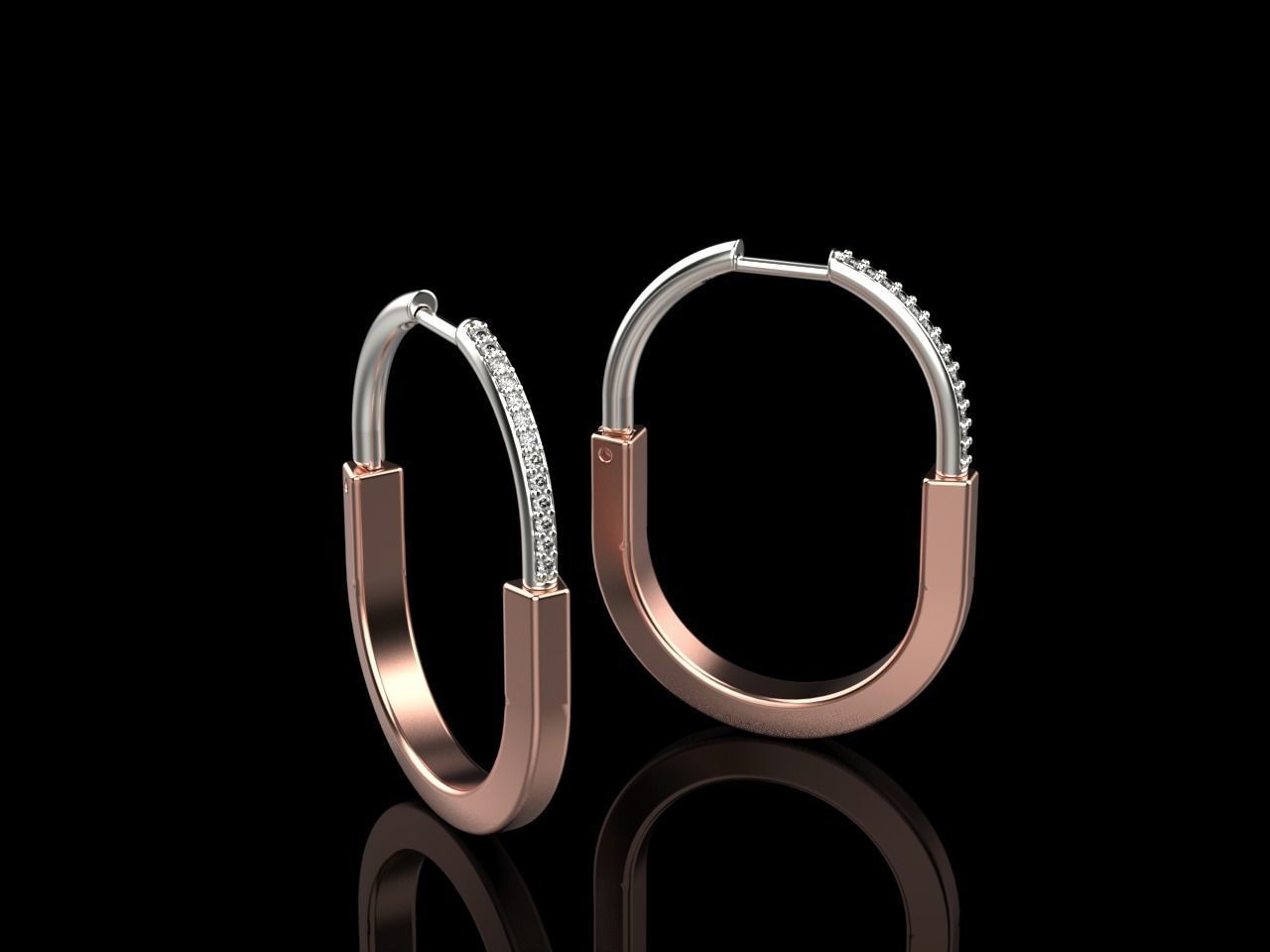 Tiffany lock earrings 02 3D print model_1