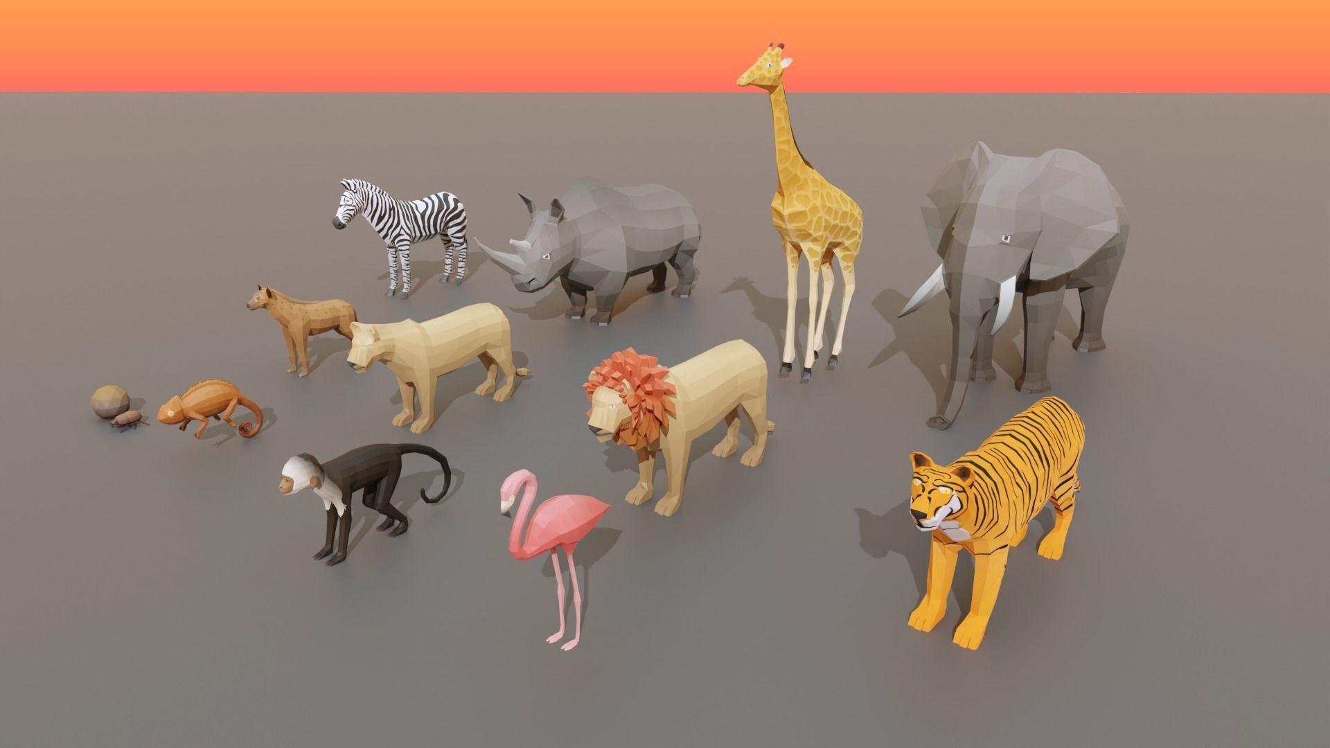 Complet Edition Savannah Biome Low Poly 3D Model Collection_14