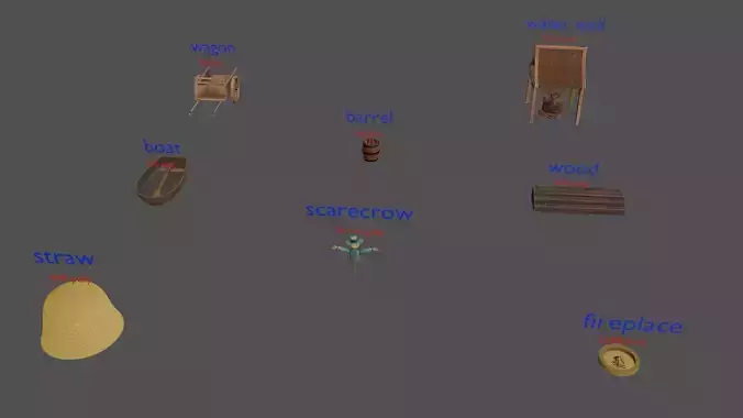 stylized environment assets game ready Low-poly 3D model