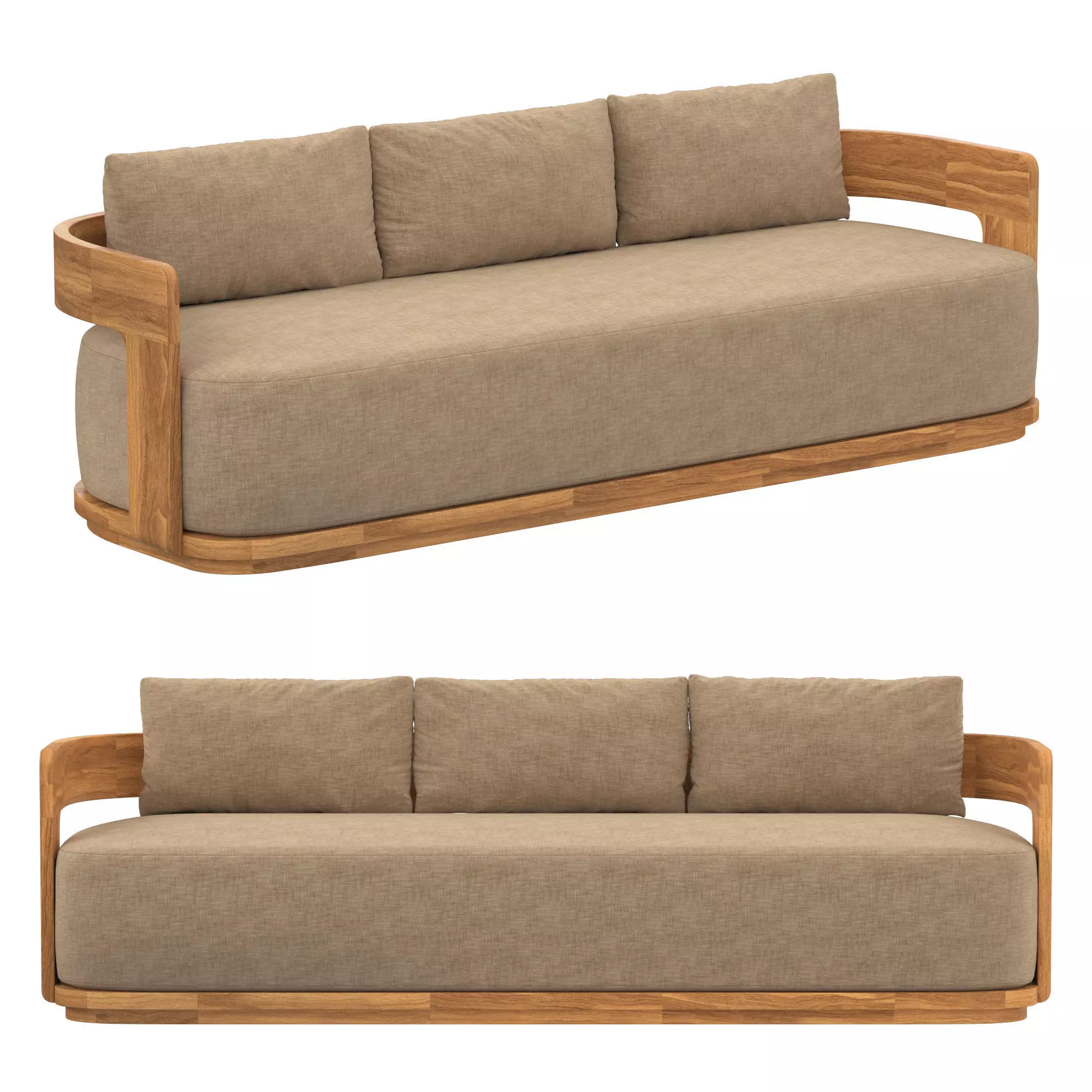BRONTE TEAK SOFA 3D model_0