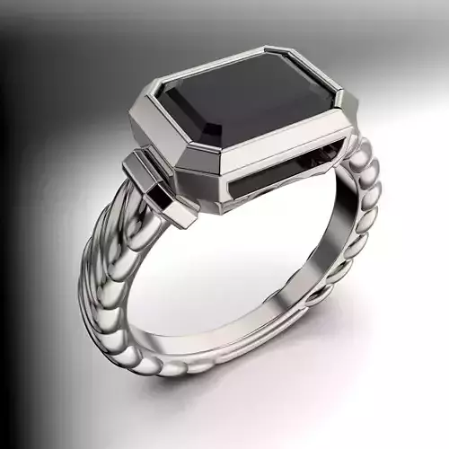 jewelry signet ring with gem shape emerald 2ct Printing file