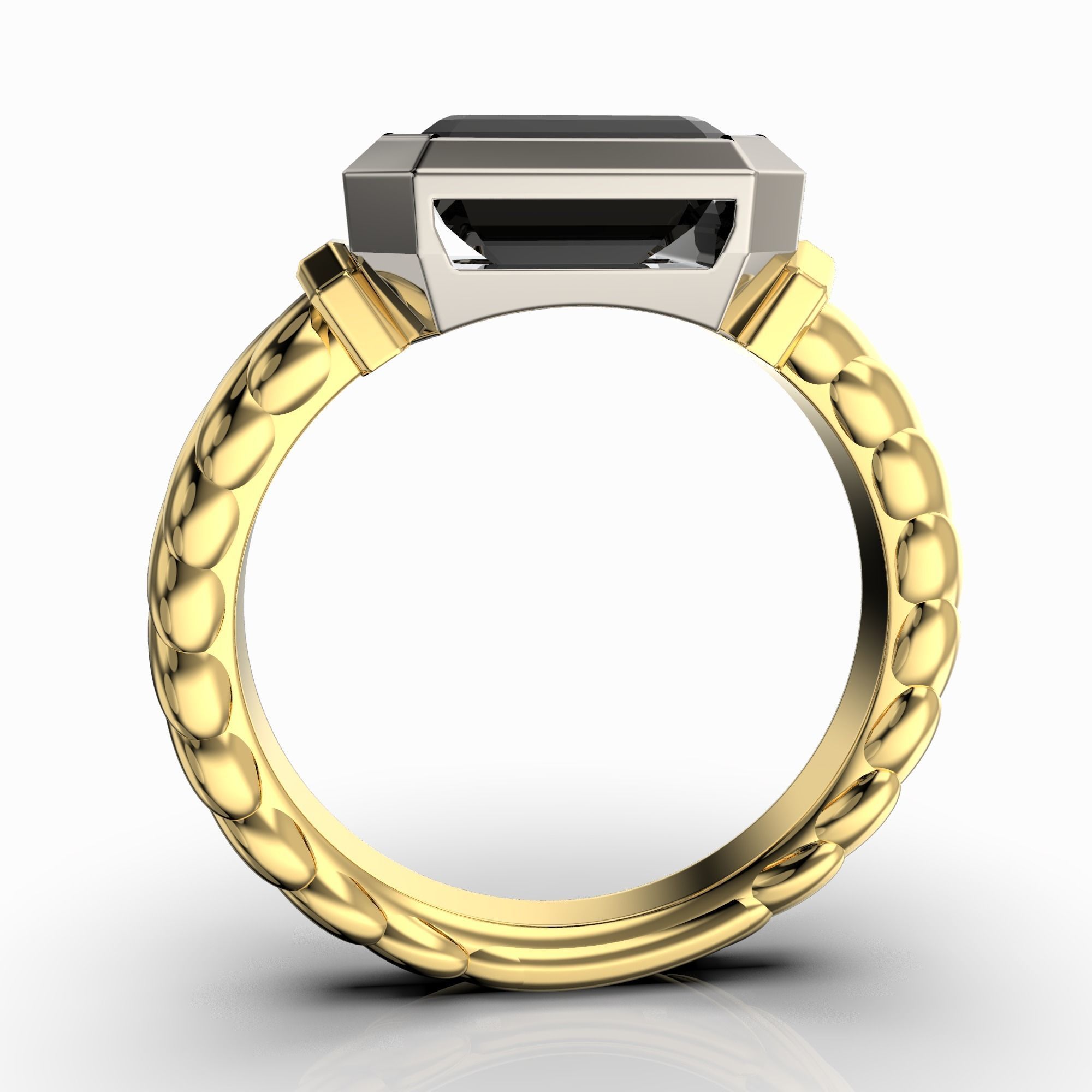 jewelry signet ring with gem shape emerald 2ct Printing file 3D print model_4