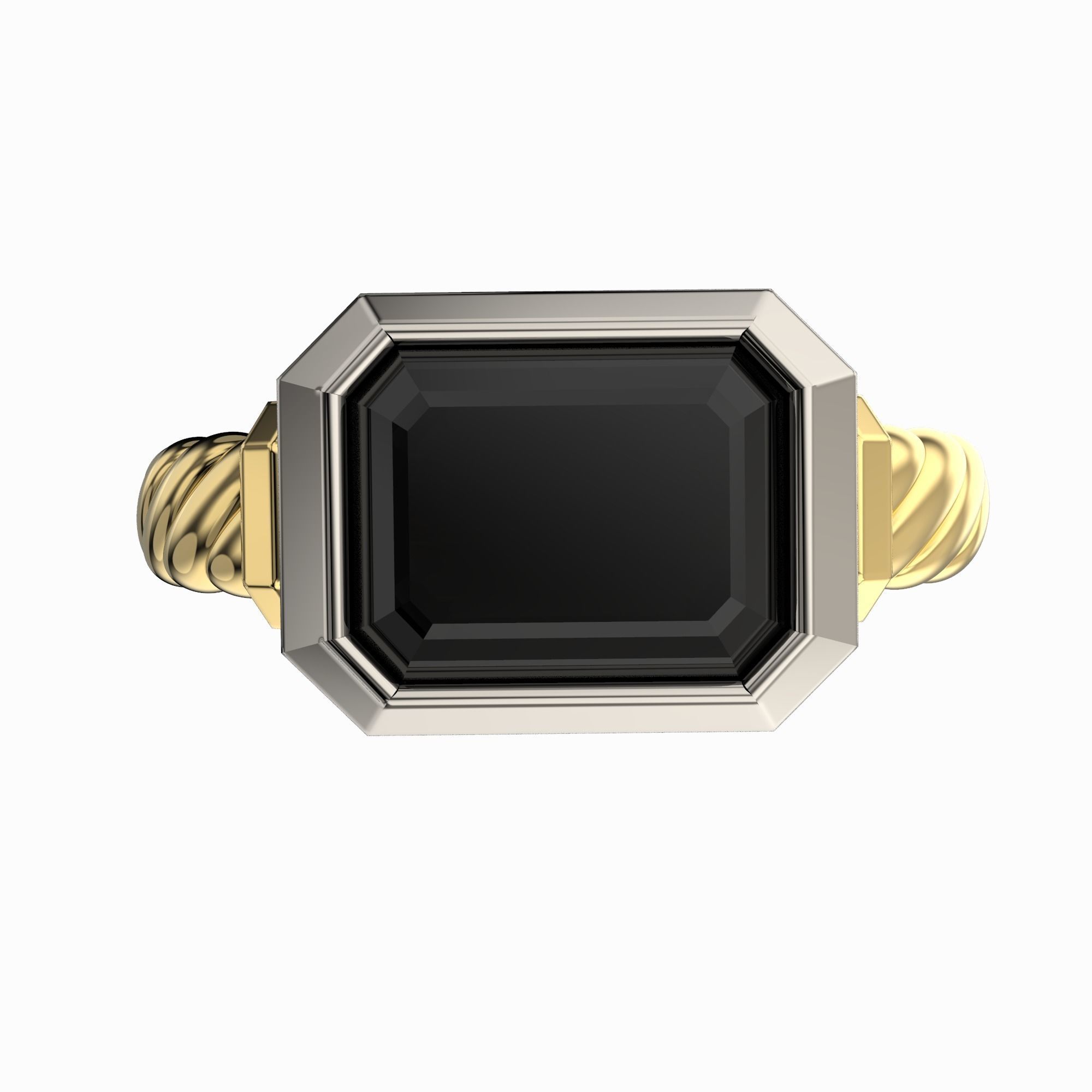 jewelry signet ring with gem shape emerald 2ct Printing file 3D print model_6