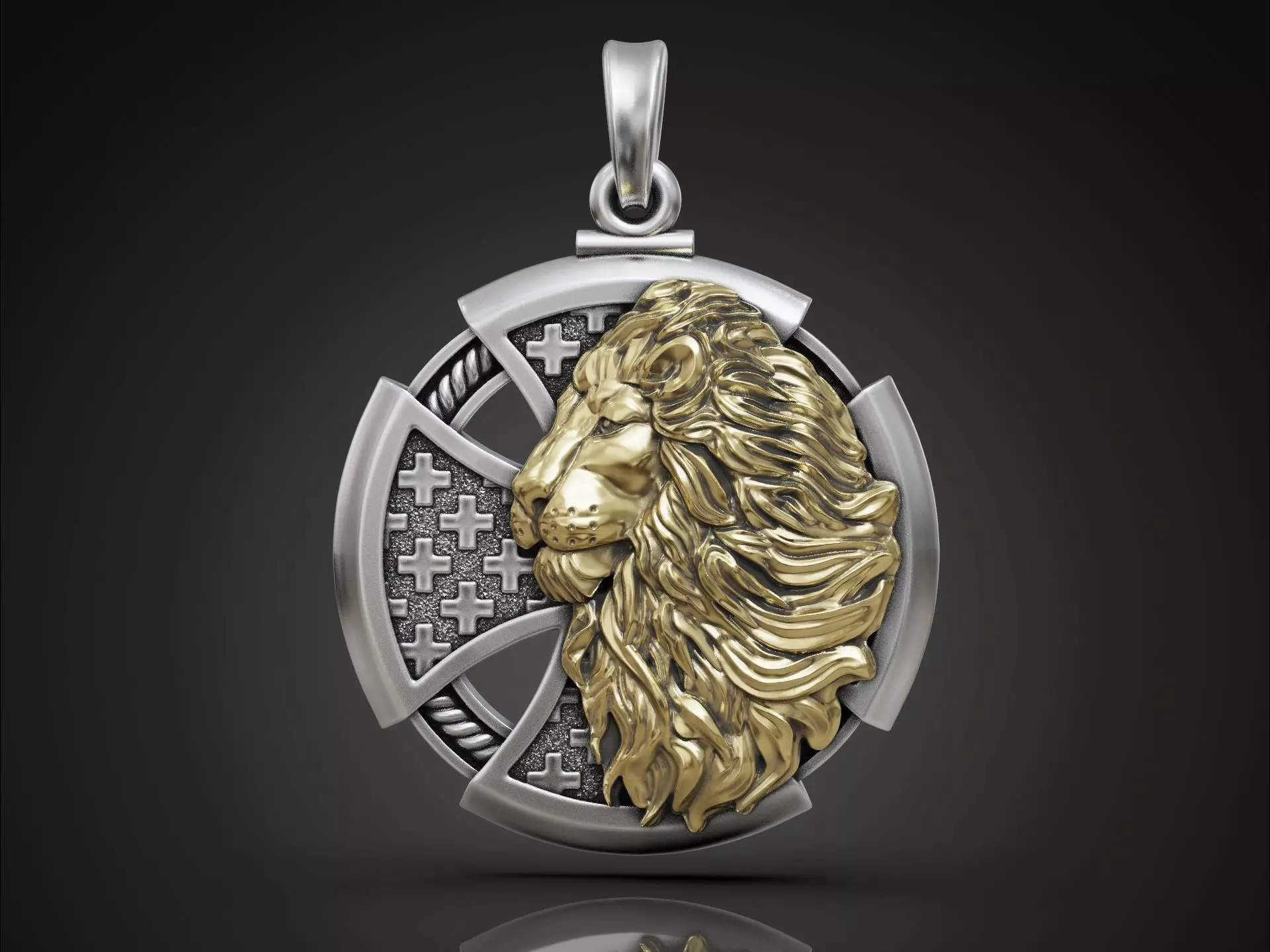 Cross Lion pendant 3D print model_0