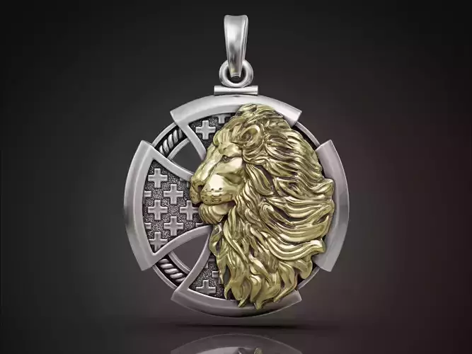 Cross Lion pendant