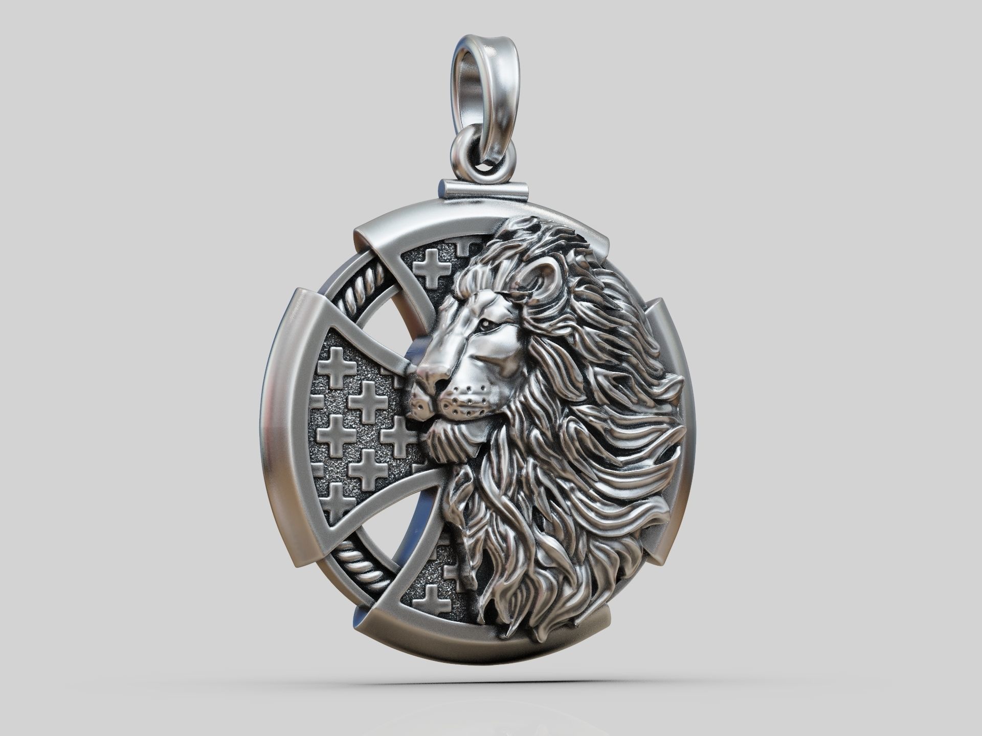 Cross Lion pendant 3D print model_5